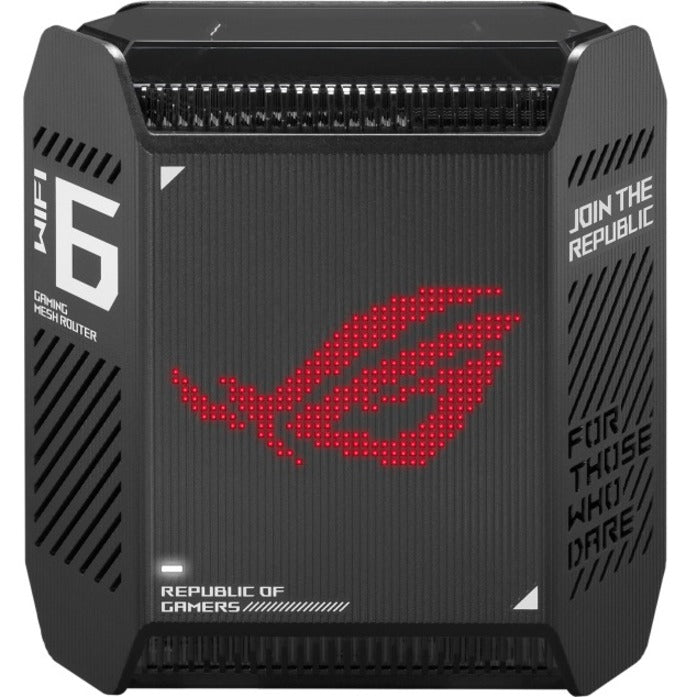 Front view of ASUS ROG GT6 router showing LED display and design elements-alternate-image9