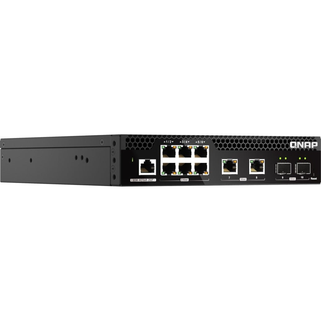 QNAP QSW-M2106R-2S2T-US 10GbE and 2.5GbE Layer 2 Web Managed Switch for SMB Network Deployment, 8 Ports, Rack-mountable