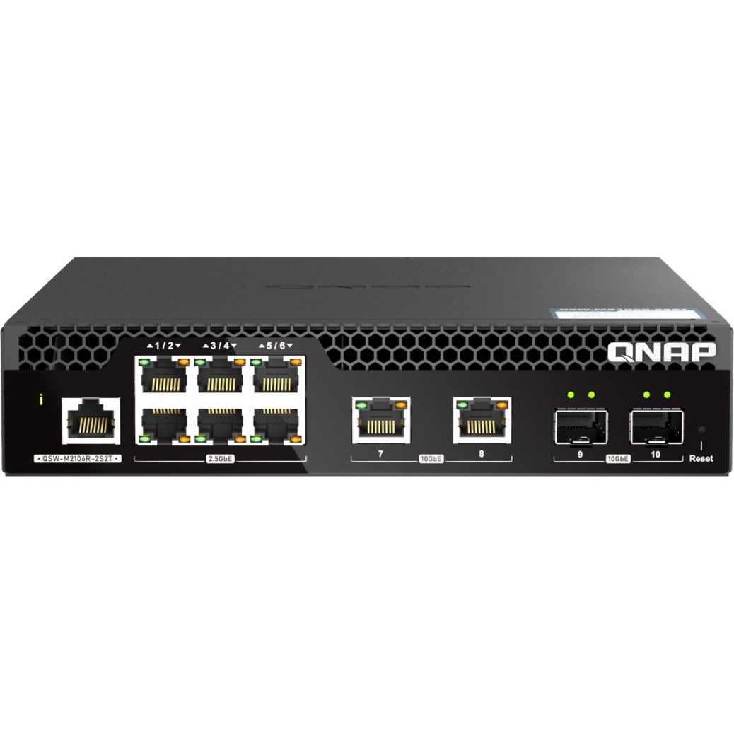 QNAP QSW-M2106R-2S2T-US 10GbE and 2.5GbE Layer 2 Web Managed Switch for SMB Network Deployment, 8 Ports, Rack-mountable