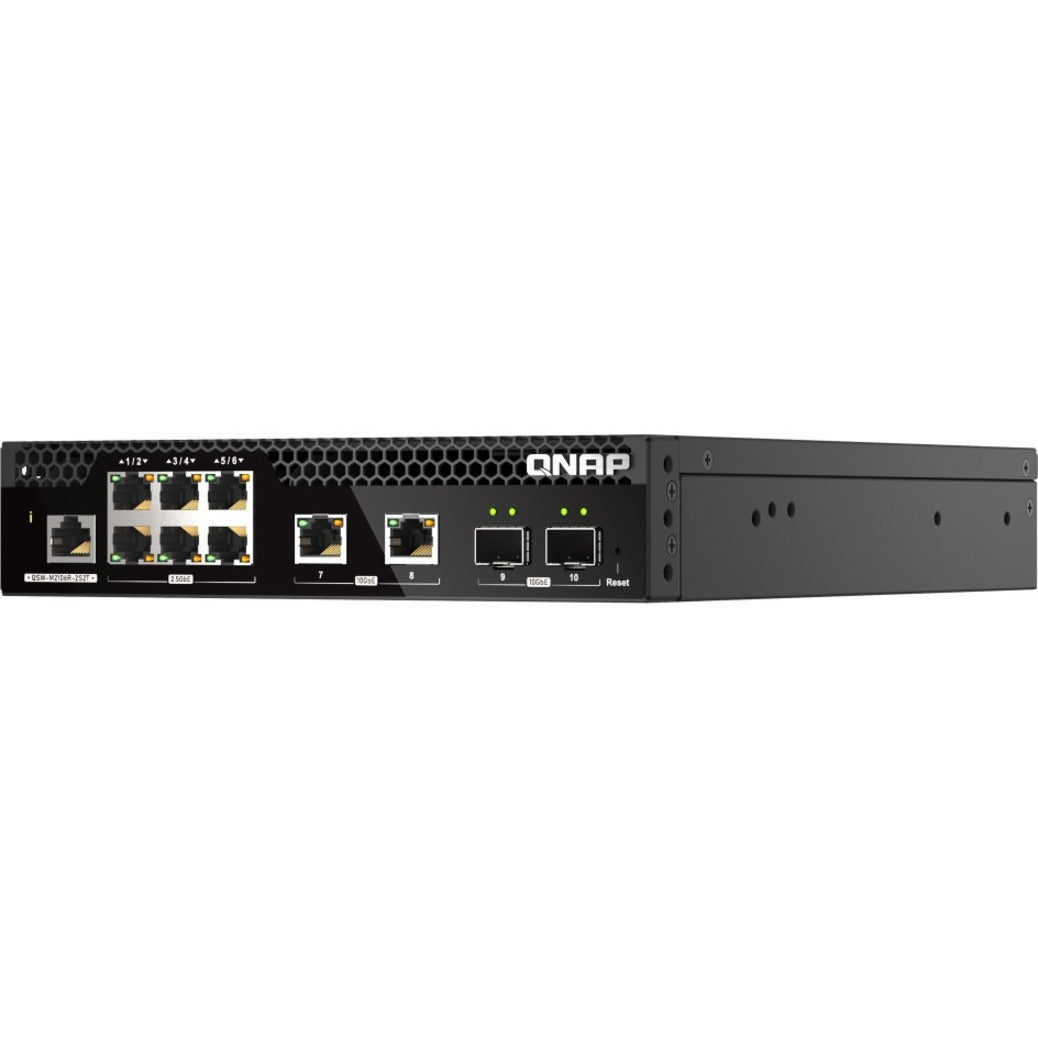 QNAP QSW-M2106R-2S2T-US 10GbE and 2.5GbE Layer 2 Web Managed Switch for SMB Network Deployment, 8 Ports, Rack-mountable