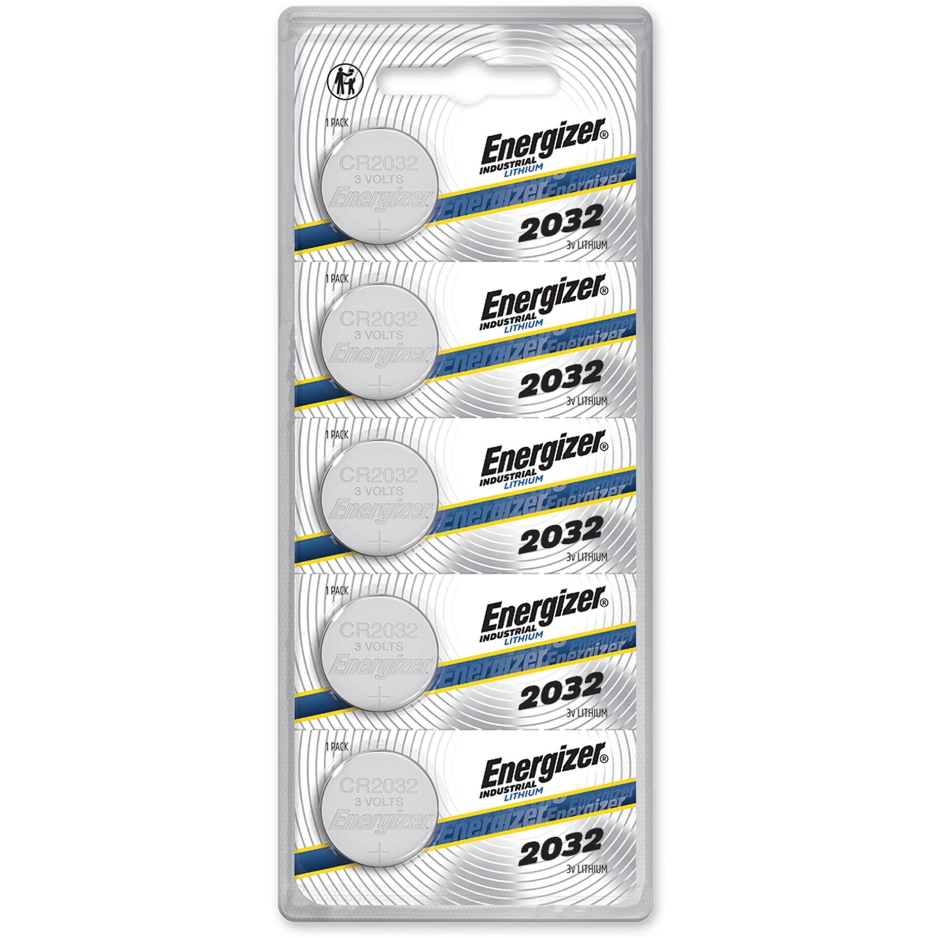 Energizer Industrial CR2032 lithium batteries in 5-count retail packaging-alternate-image1