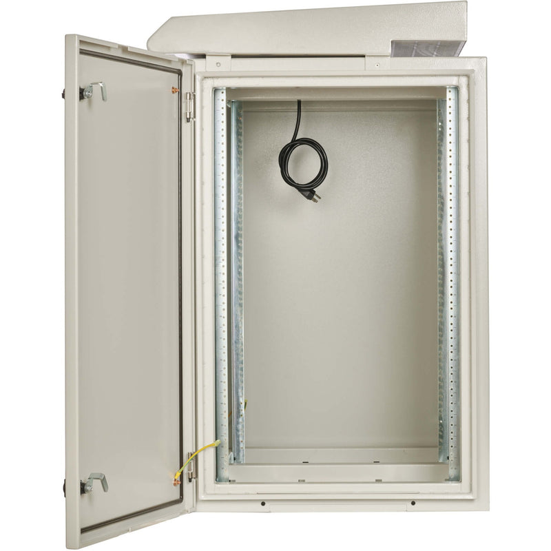 Interior view of SmartRack enclosure showing adjustable mounting rails and cable management features