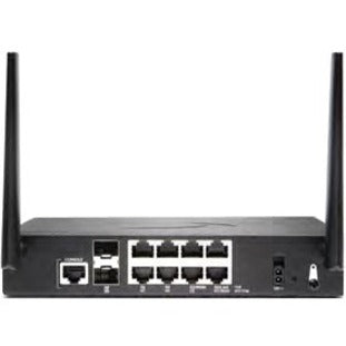 Rear view of SonicWall TZ470W showing eight Ethernet ports, power input, and console port-alternate-image2