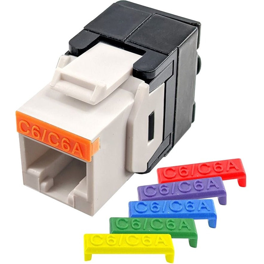 SIMPLY45 Cat6/6A white keystone jack with multiple colored identification bars displayed-alternate-image1