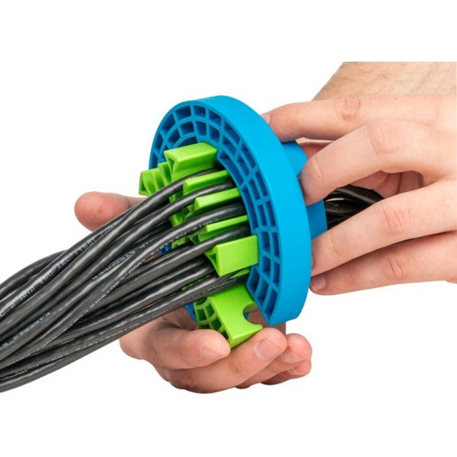 Hands demonstrating mid-span cable access with the Cable Comb