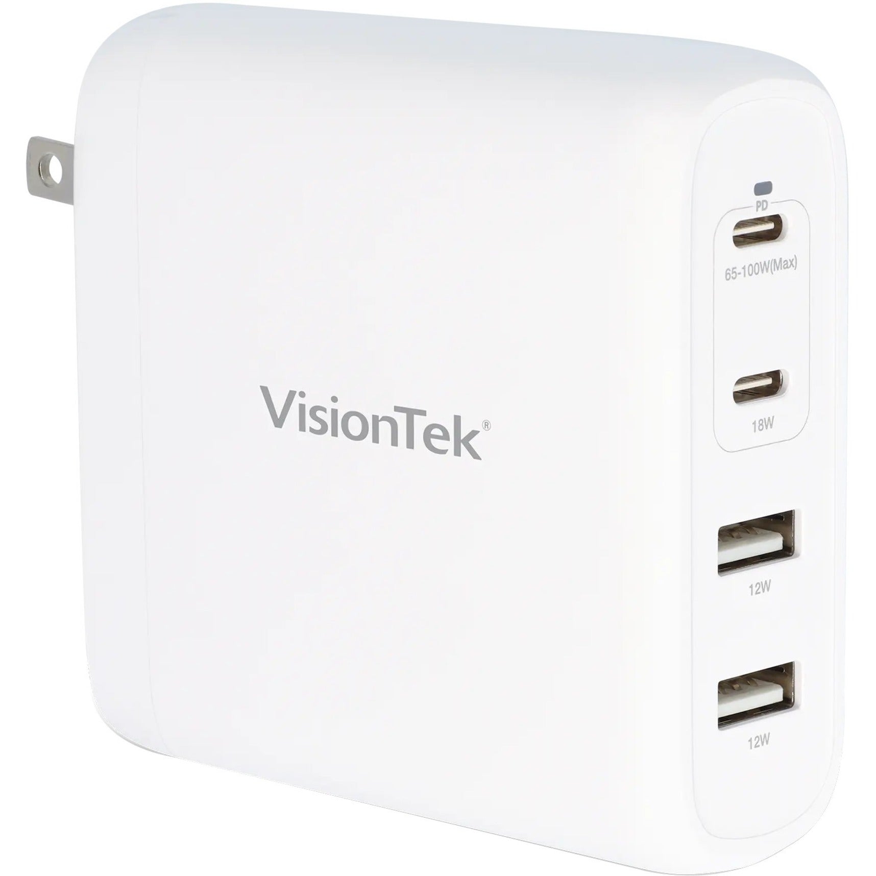 VisionTek 901537 100W GaN II Power Adapter - 4 Port, Fast Charging for iPhone, Samsung, MacBook, and More