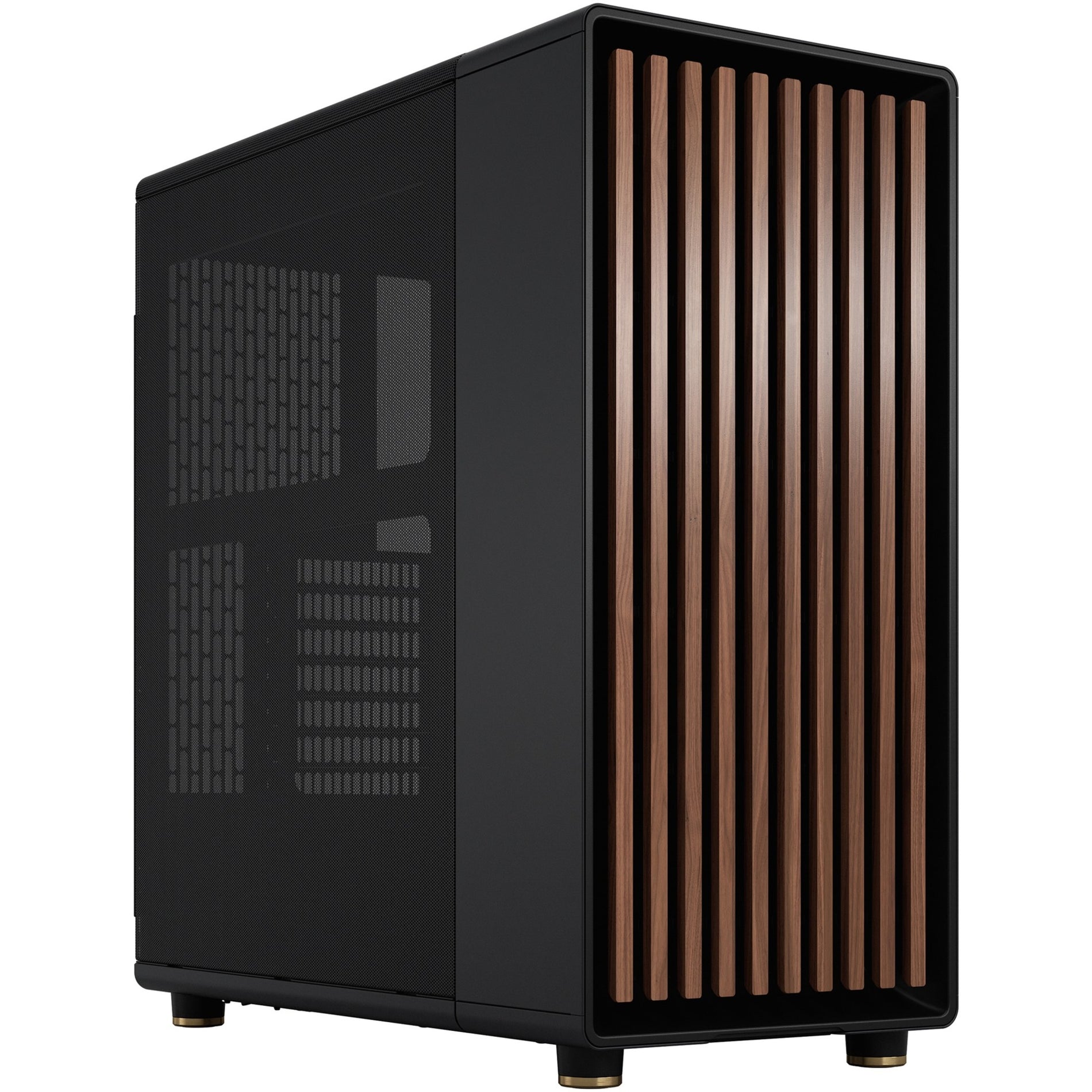 Angular view of Fractal Design North case showing wood and metal design elements-alternate-image7