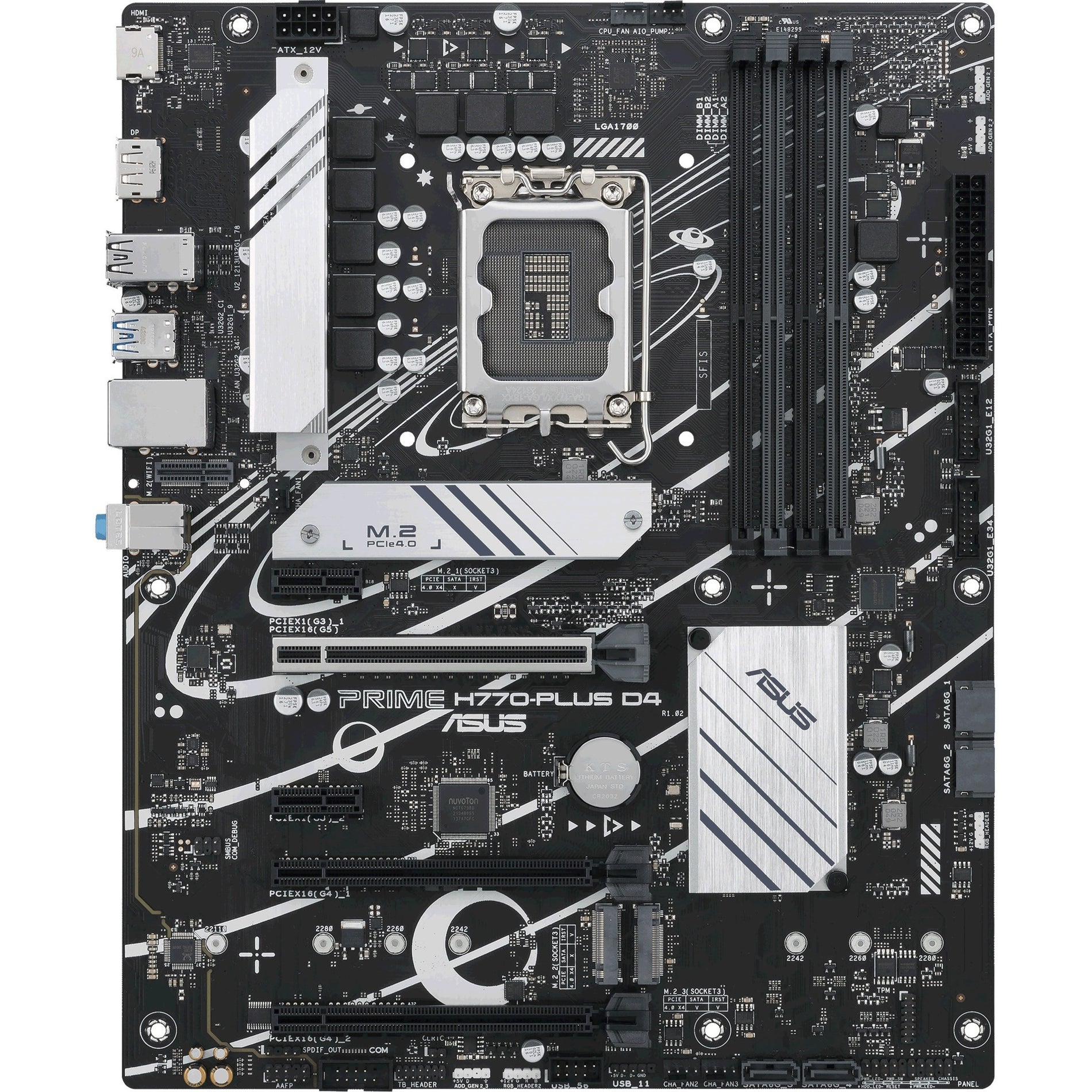 Asus PRIMEH770-PLUSD4 Prime H770-PLUS D4 Desktop Motherboard - Intel H770 Chipset - Socket LGA-1700 - ATX, 7.1 Audio, CPU Dependent Video, DDR4 SDRAM, 128 GB Maximum Memory Supported, 3 Year Limited Warranty