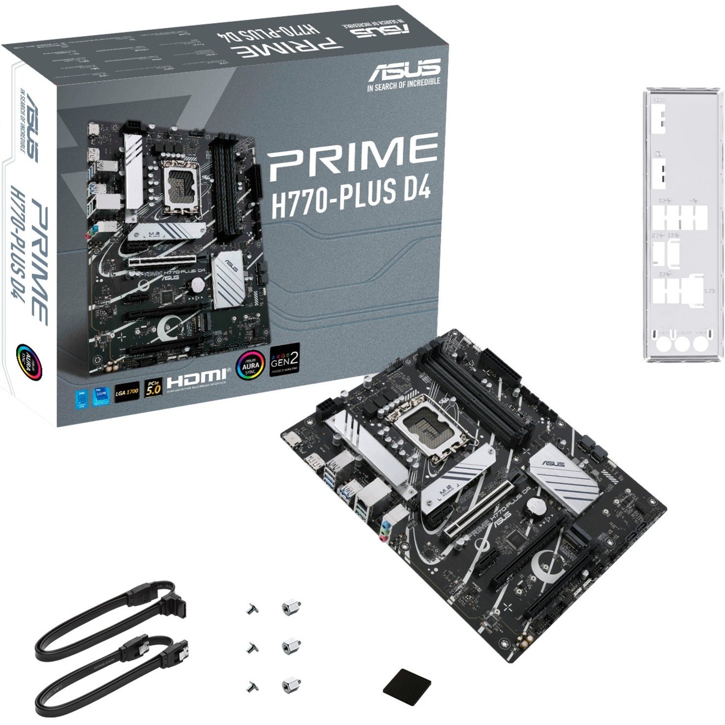 Asus PRIMEH770-PLUSD4 Prime H770-PLUS D4 Desktop Motherboard - Intel H770 Chipset - Socket LGA-1700 - ATX, 7.1 Audio, CPU Dependent Video, DDR4 SDRAM, 128 GB Maximum Memory Supported, 3 Year Limited Warranty