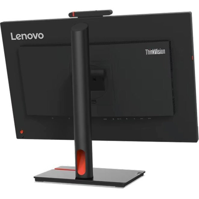 Side angle view of Lenovo ThinkVision T24mv-30 monitor highlighting space-efficient design