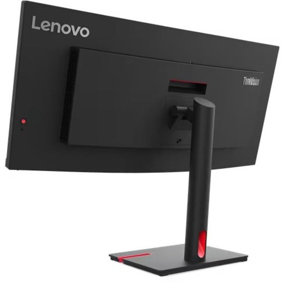 Detailed rear view of Lenovo ThinkVision T34w-30 showing construction and design elements