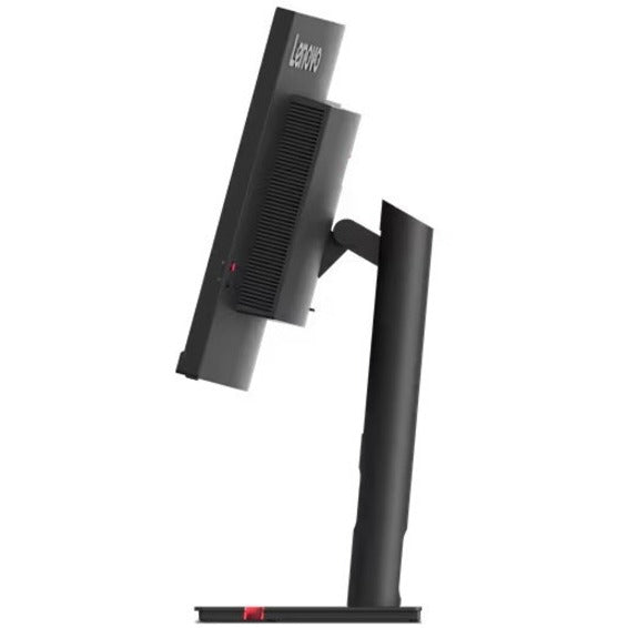 Angled view of Lenovo ThinkVision T34w-30 monitor showing connectivity ports and stand design