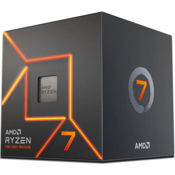 AMD Ryzen 7 7700 processor retail box in black with orange LED-style geometric accents and Ryzen 7 branding-alternate-image1