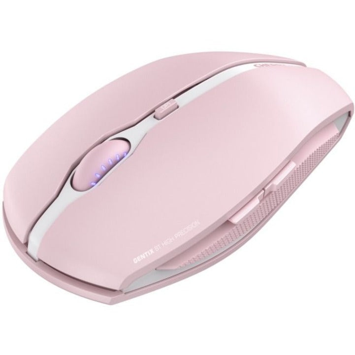 Angled view of CHERRY GENTIX BT mouse showing modern design and illuminated features