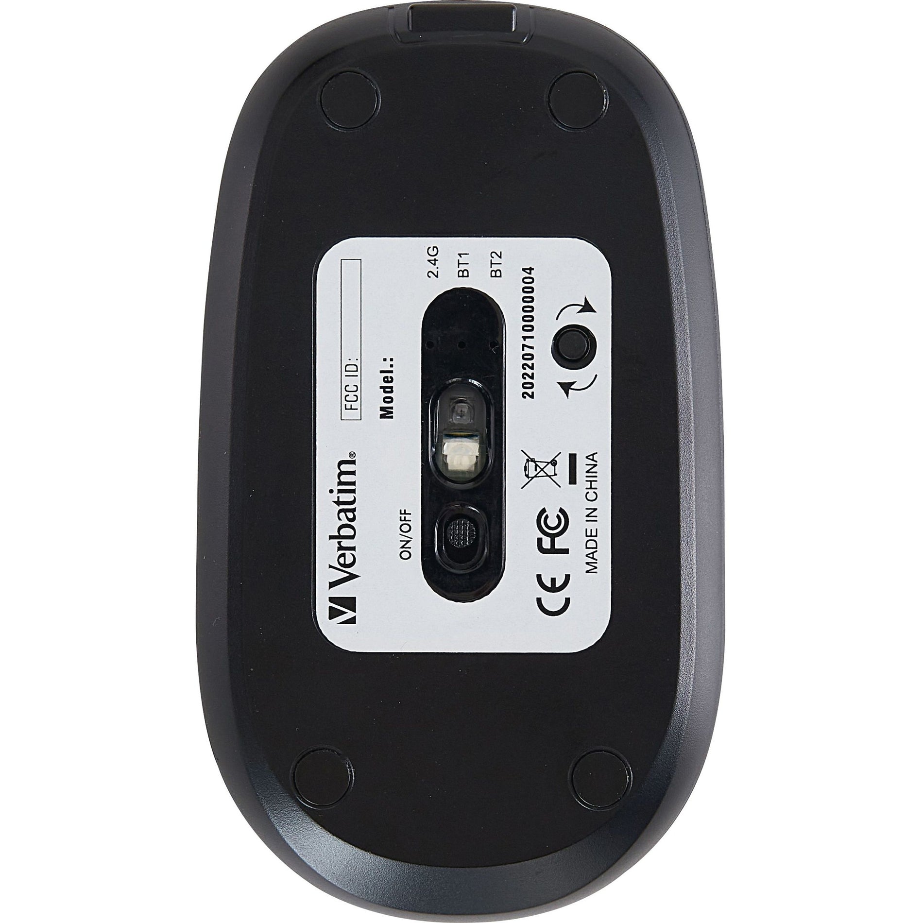 Verbatim 70750 Multi-Device Wireless Rechargeable Optical Mouse - Black, Bluetooth 5, USB