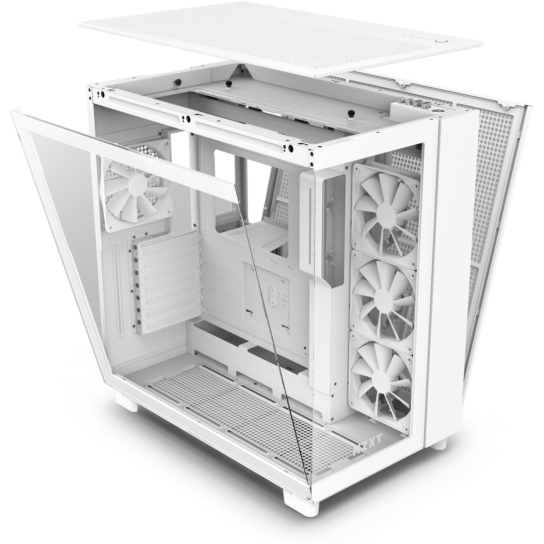 NZXT CM-H91FW-01 H9 Fluxo Torre-Média Dupla Câmara Fluxo de Ar Branco Fosco 8 Baias de Expansão 7 Slots de Expansão