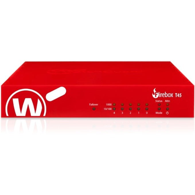 WatchGuard WGT48003-US Firebox T45-W-PoE Network Security/Firewall Appliance, 3 Year Standard Support, Gigabit Ethernet, IEEE 802.11ax, USB, 5 Ports