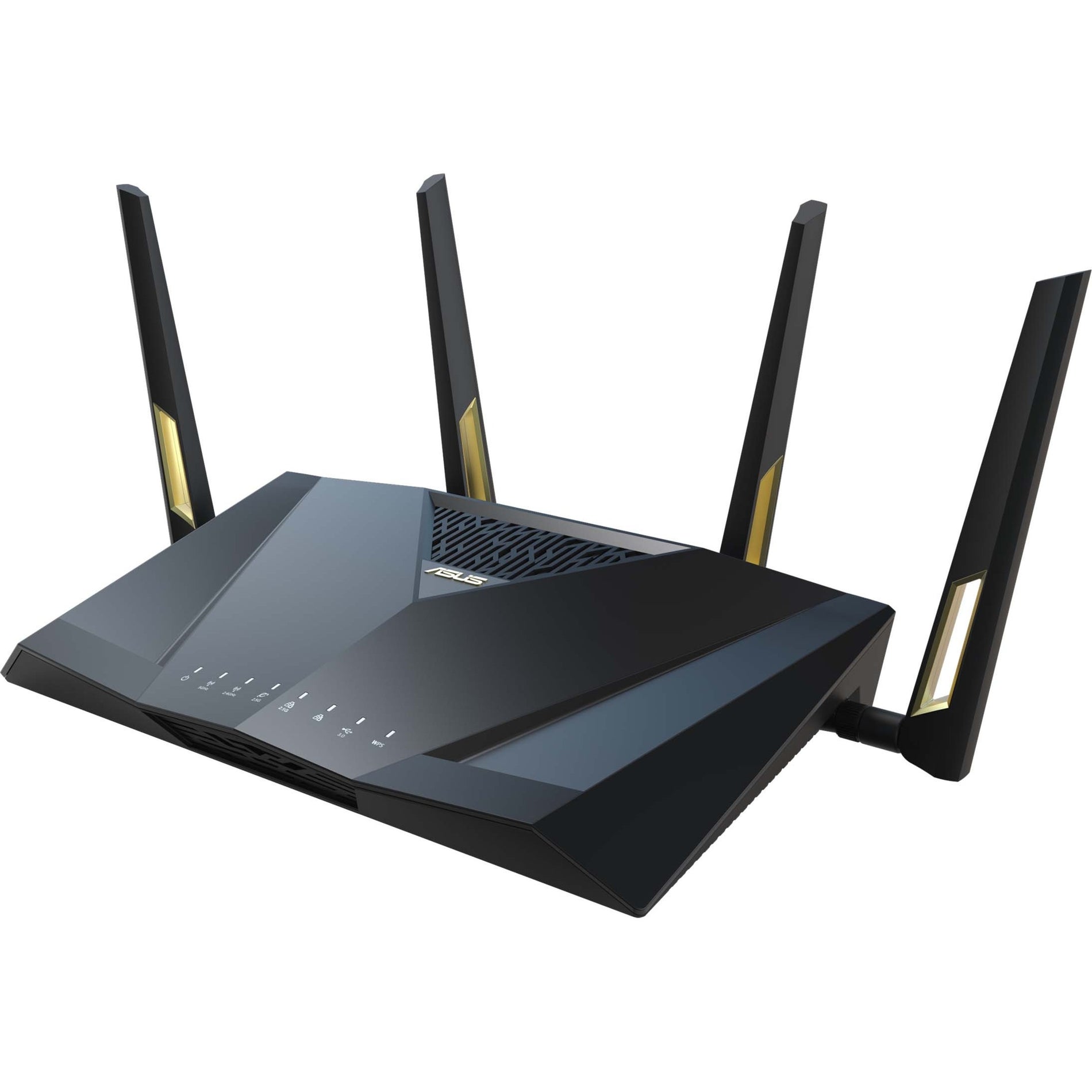 Side view of ASUS RT-AX88U PRO router emphasizing antenna placement and design-alternate-image4