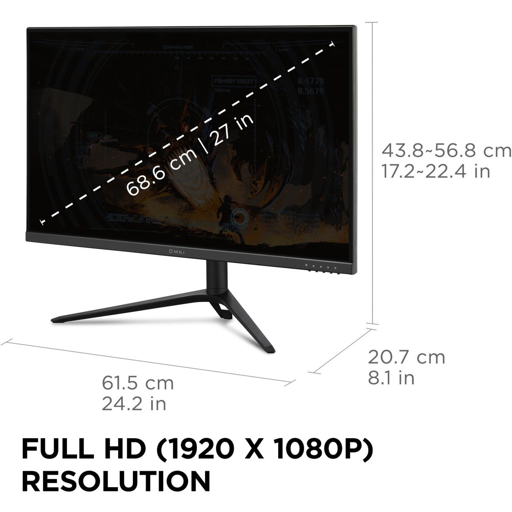 뷰소닉 VX2728J 27" OMNI 1080p 게이밍 모니터 AMD FreeSync Premium 165Hz 인체공학적 디자인