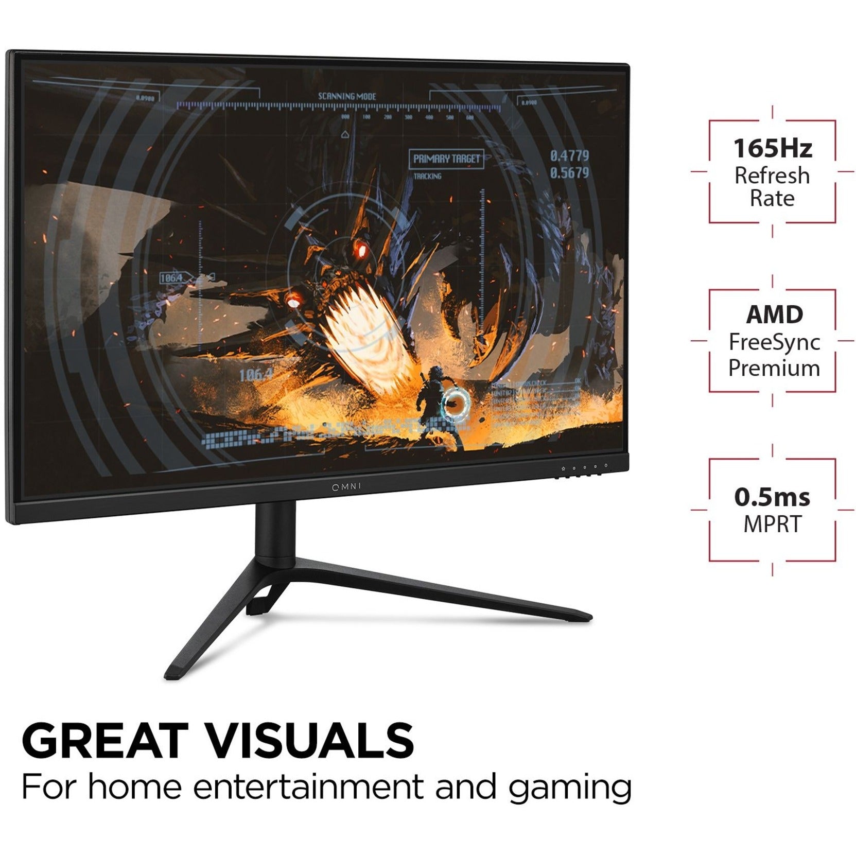 ViewSonic VX2728J 27" OMNI 1080p Gaming Monitor With AMD FreeSync Premium, 165Hz, Ergonomic Design