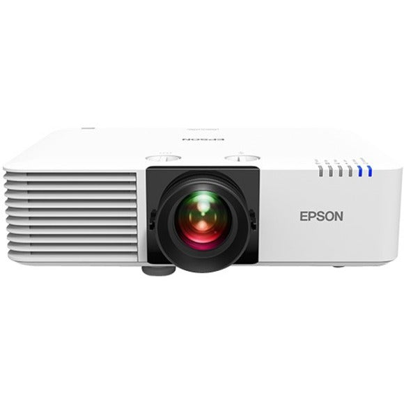 Front view of Epson PowerLite L770U laser projector showing large lens and ventilation system