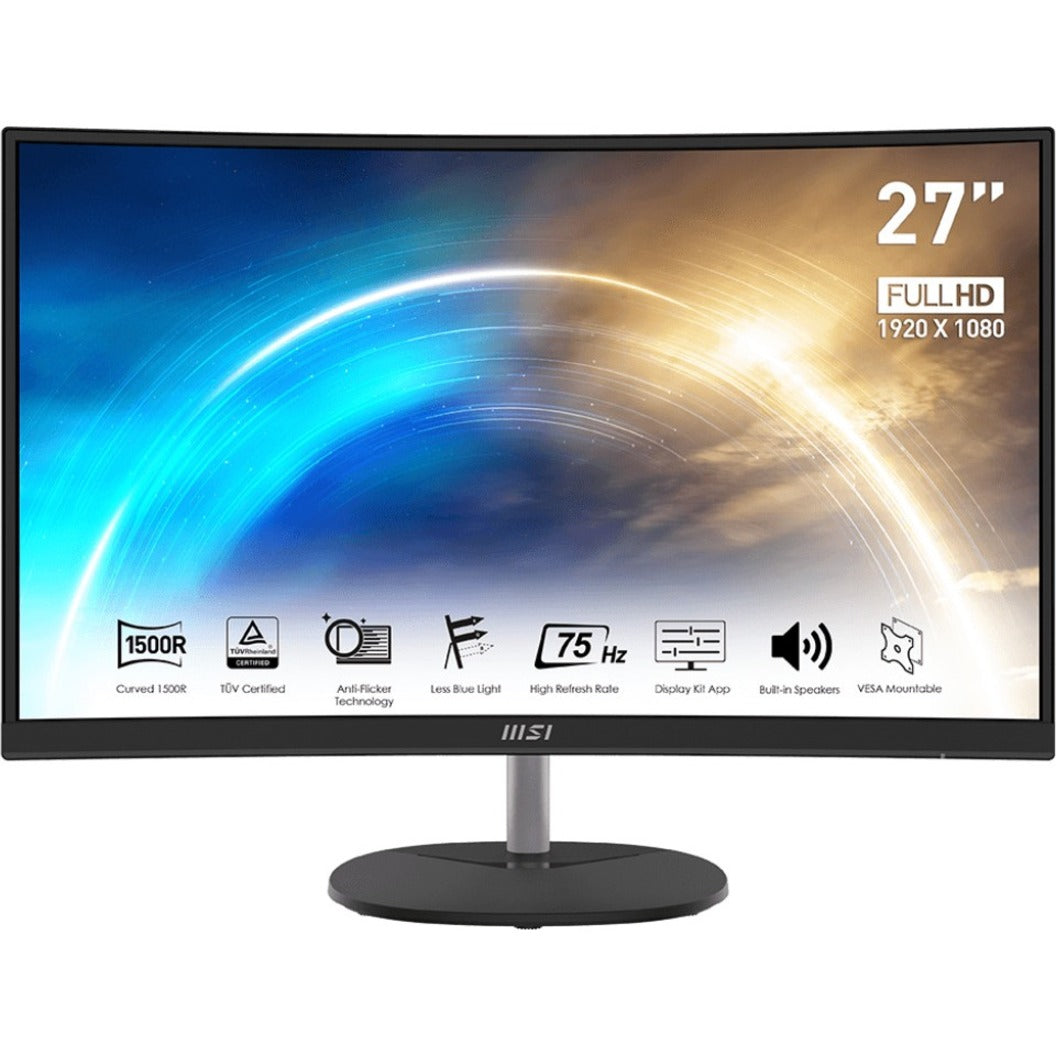 MSI PROMP271CA Pro MP271CA 27" Full HD Curved Screen LCD Monitor, 1500R Curvature, 1ms MPRT, 75Hz Refresh Rate, HDMI/DisplayPort, Black