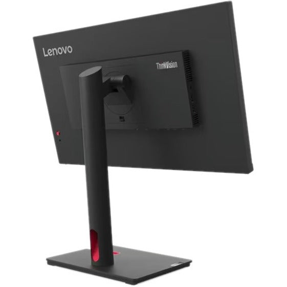 Rear angle view of Lenovo ThinkVision T24i-30 monitor showing build quality and design