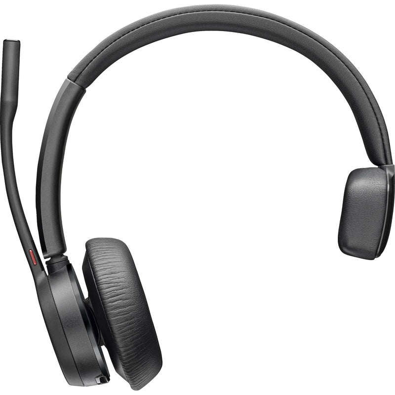 Profile view of Poly Voyager 4310 headset showing padded headband and ear cushion design