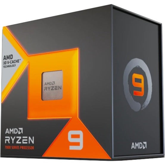 AMD Ryzen 9 7900X3D processor retail box featuring orange and grey design with 3D V-Cache technology branding-alternate-image1