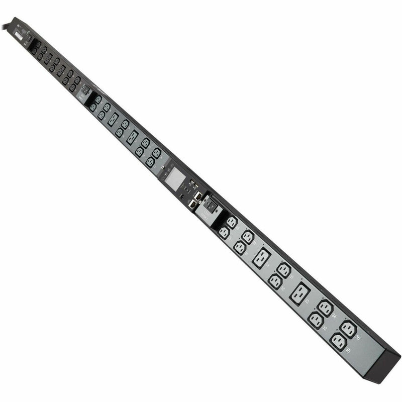 Full-length view of Tripp Lite PDU3EVSR1L1530 showing vertical outlet arrangement