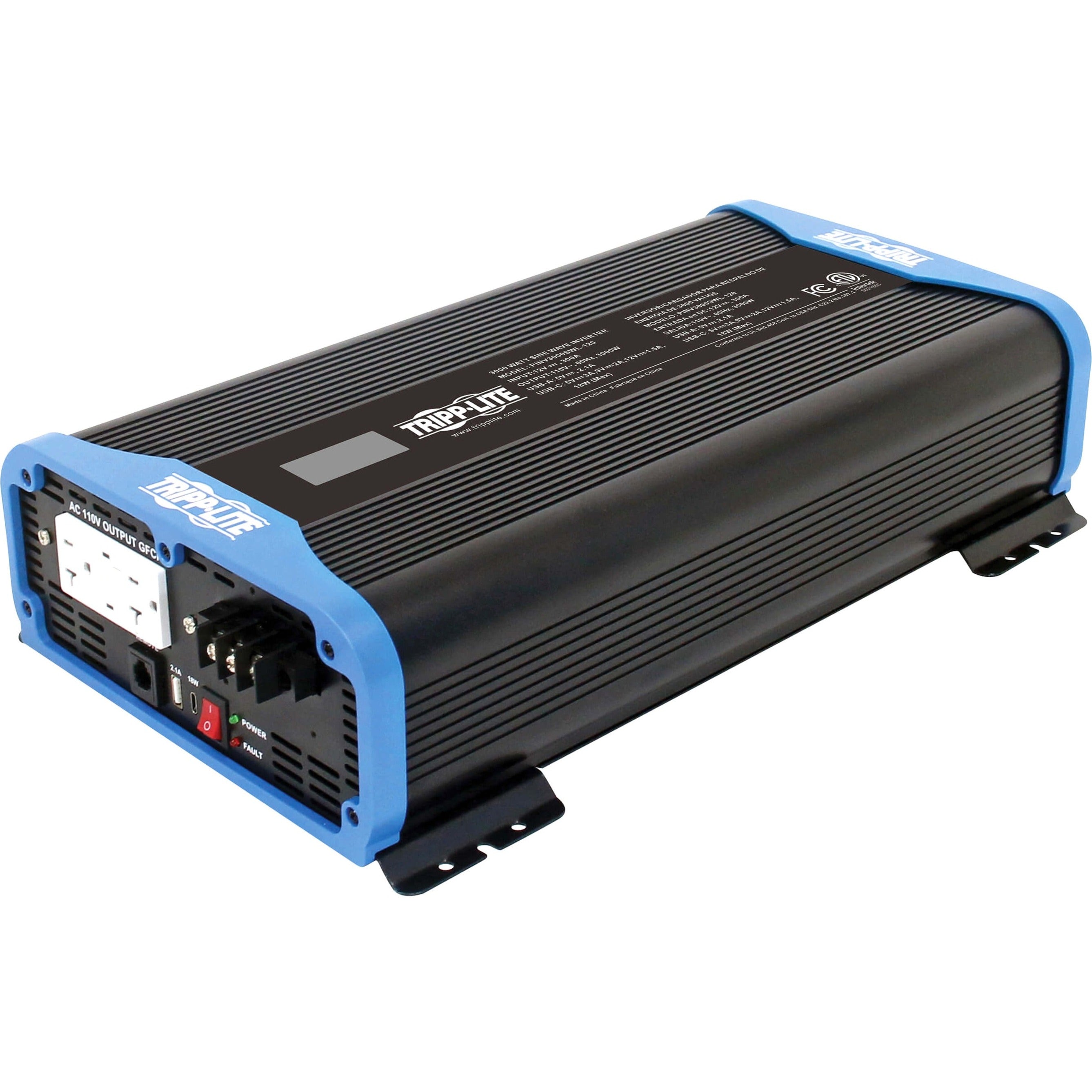 Tripp Lite PINV1000SW-120 Pure Sine Wave Power Inverter, 1000W Continuous/2000W Peak, 12V DC to 120V AC, 3 NEMA Outlets, USB Charging, Remote Control (2 Year Warranty)