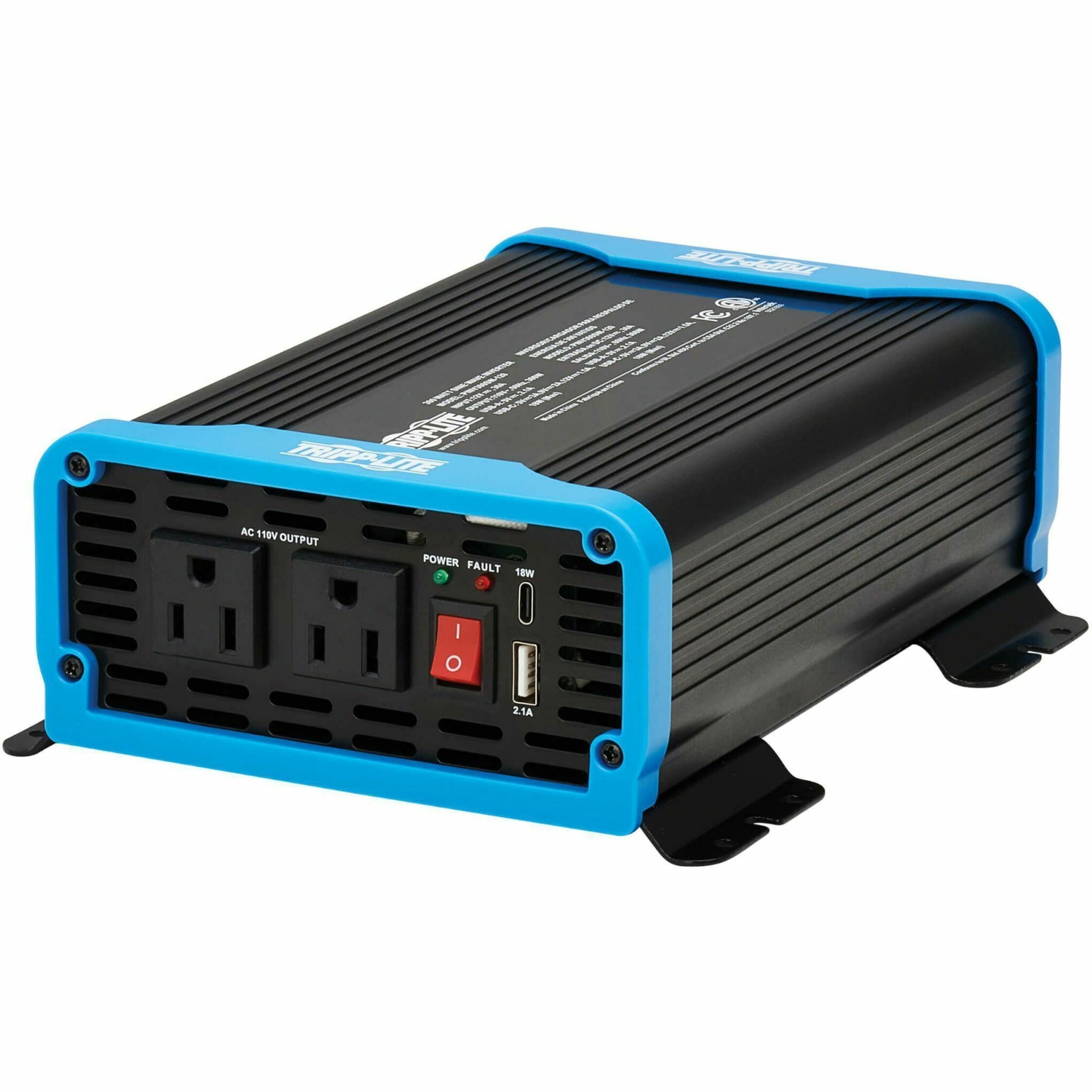 Tripp Lite PINV300SW-120 Compact Power Inverter, Pure Sine Wave, 300W Continuous/600W Peak, 2 AC Outlets, USB-A/C Charging, Vehicle Battery Powered, RoHS (2 Year Warranty)