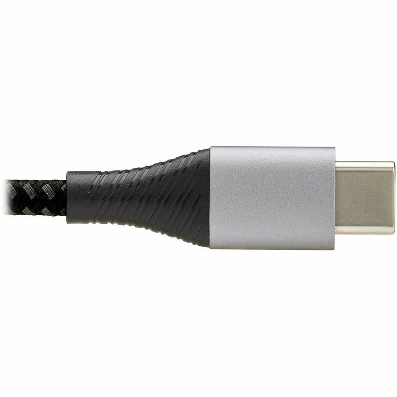 Close-up view of USB-C connector showing strain relief and construction details