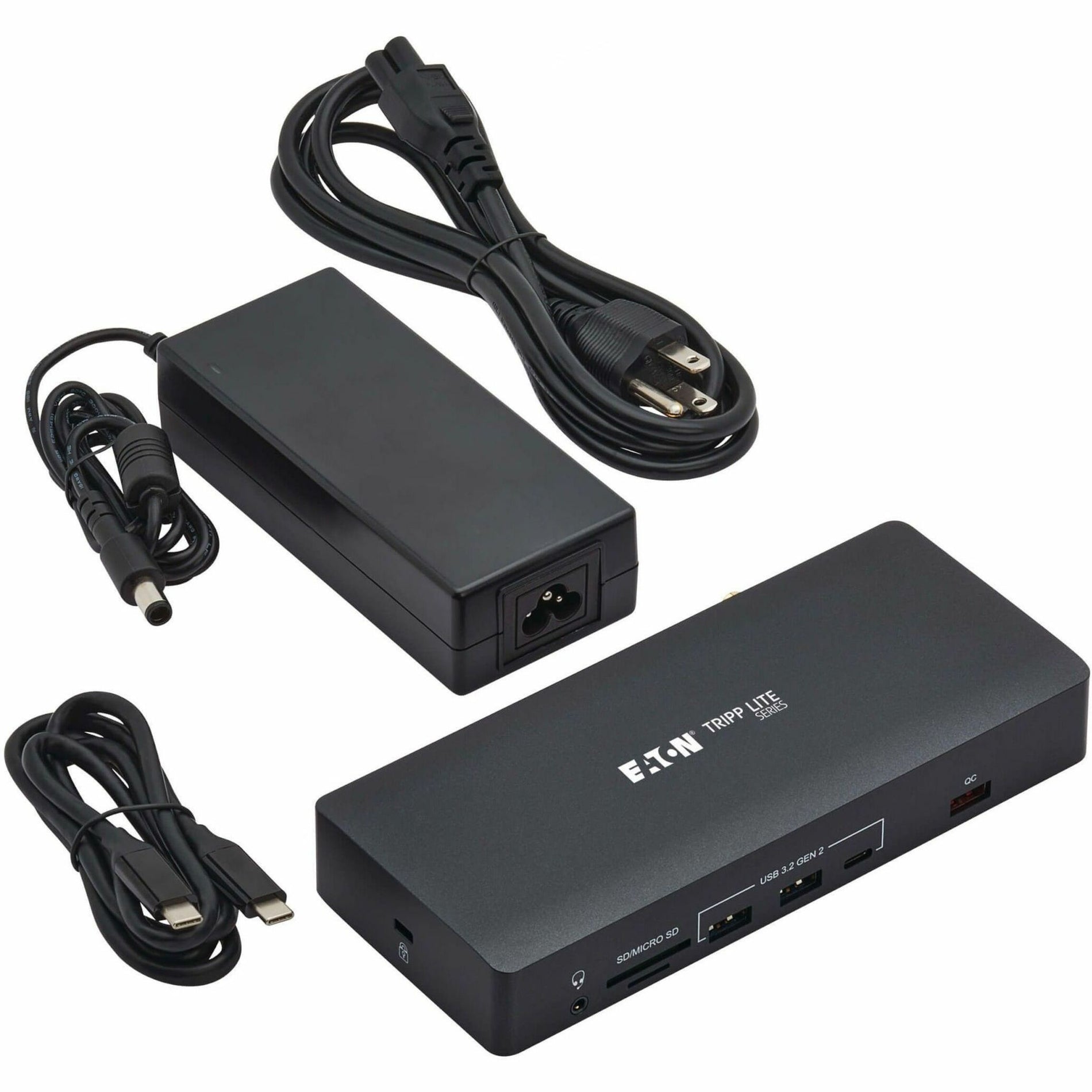 Package contents showing docking station, power adapter, and cables-alternate-image6