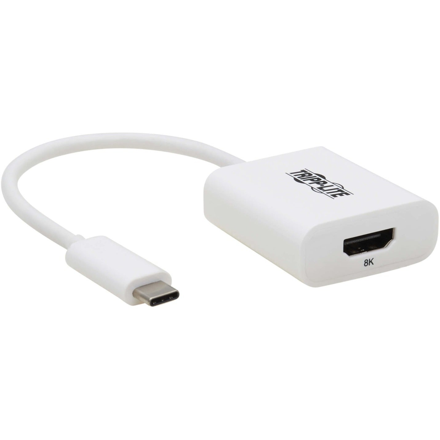 Front view of white Tripp Lite USB-C to HDMI adapter with 8K label-alternate-image1