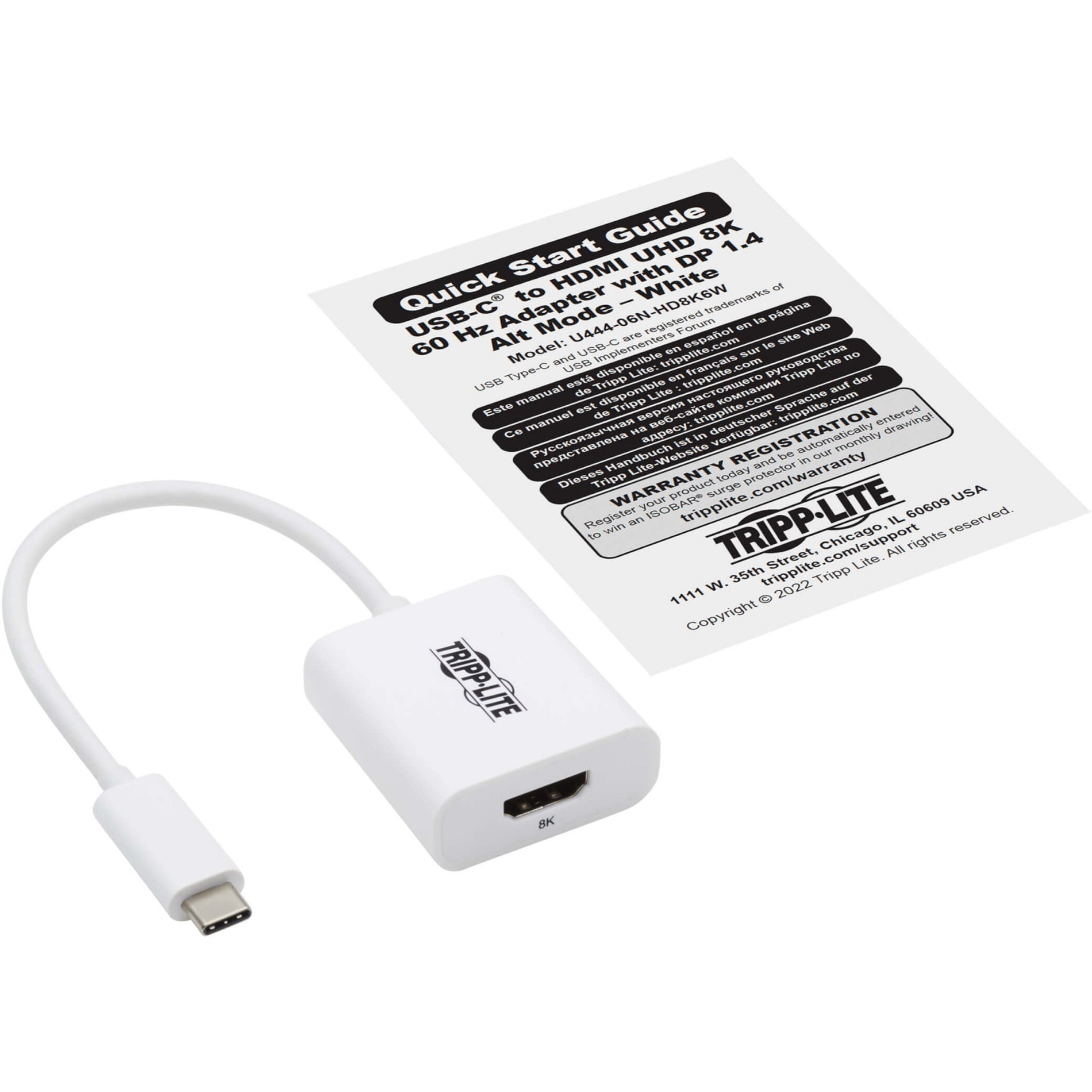 Adaptador USB-C para HDMI (M/F) - 8K 60 Hz HDR 4:4:4 HDCP 2.3 Branco Plug and Play