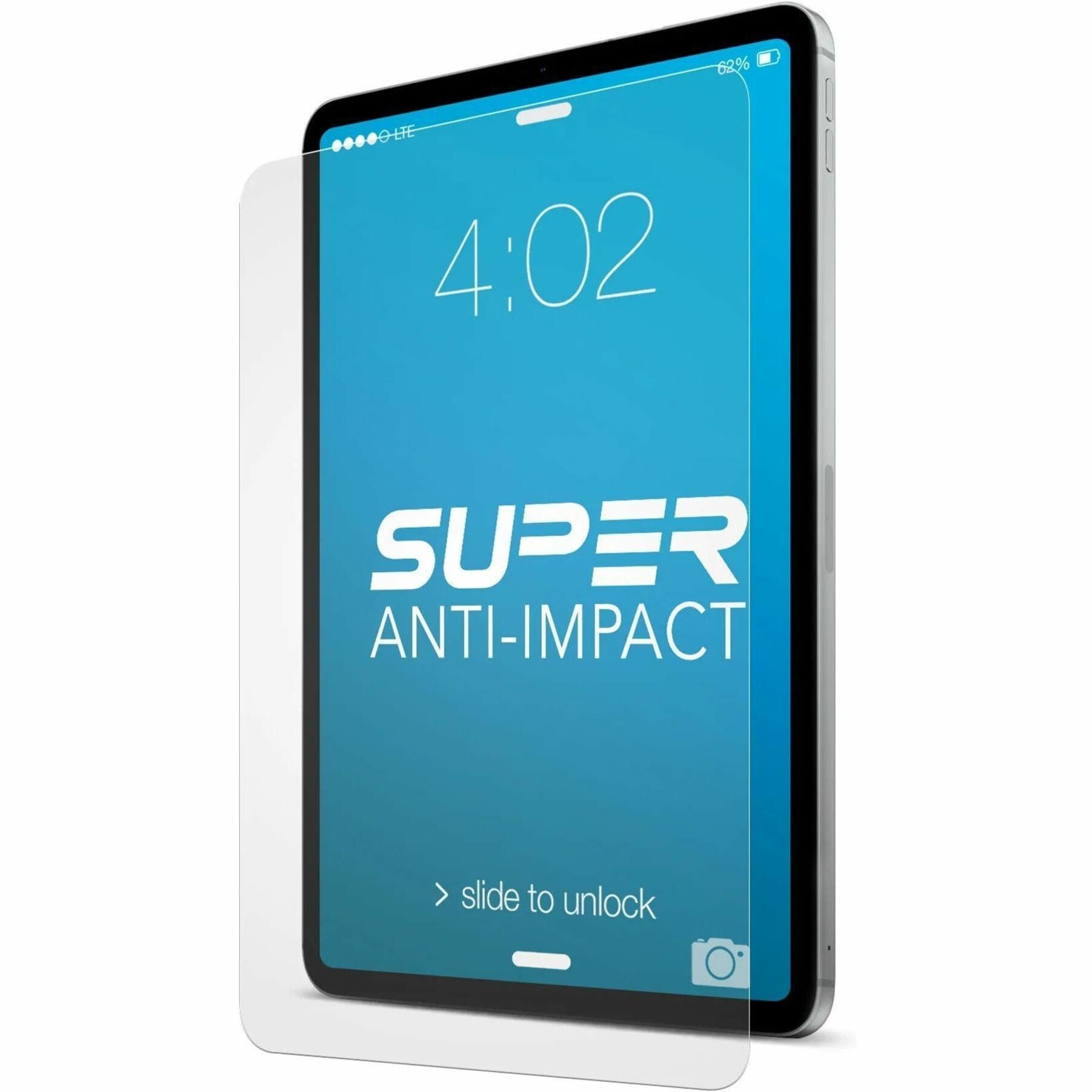 Shell Shock Super Anti-Impact screen protector displayed on an iPad showing its ultra-clear transparency and precise fit-alternate-image1