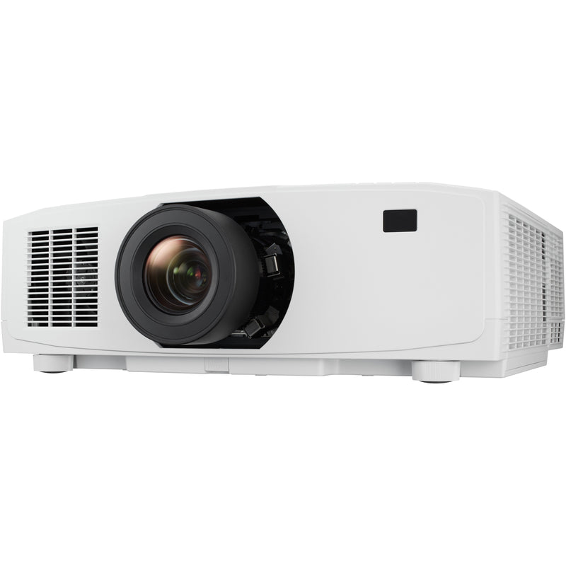 Front angled view of Sharp NEC PV800UL-W1 professional white projector showing lens and ventilation system