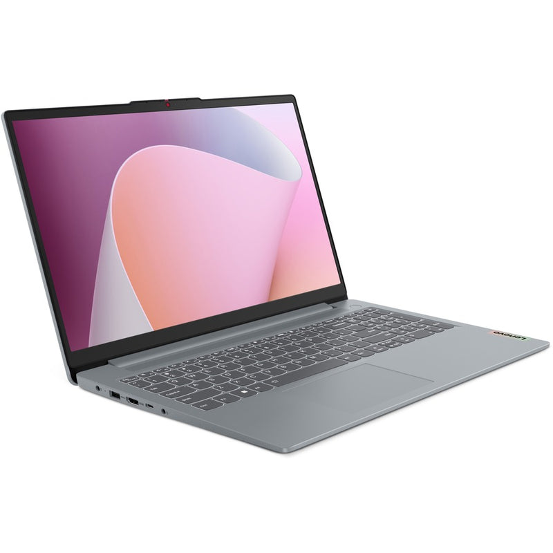 Angled view of Lenovo IdeaPad Slim 3 showing keyboard and display