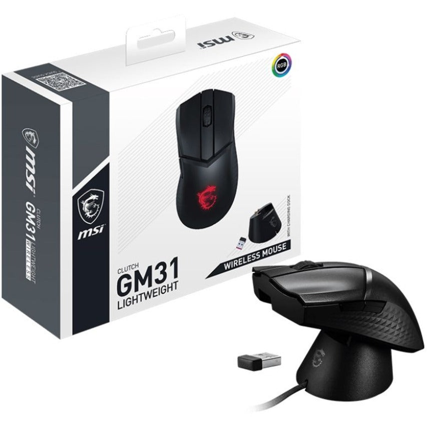 MSI CLUTCHGM31LW Frizione GM31 Mouse da Gaming Ricaricabile Piccole Dimensioni 12000 dpi Senza Fili