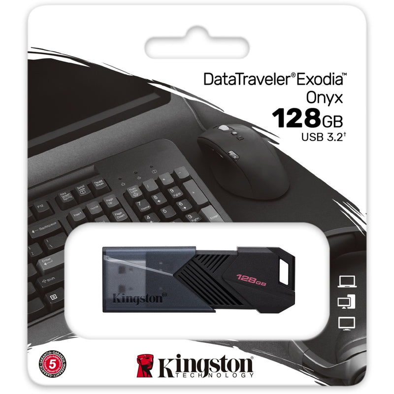 Kingston DataTraveler Exodia retail packaging showing product features and warranty information