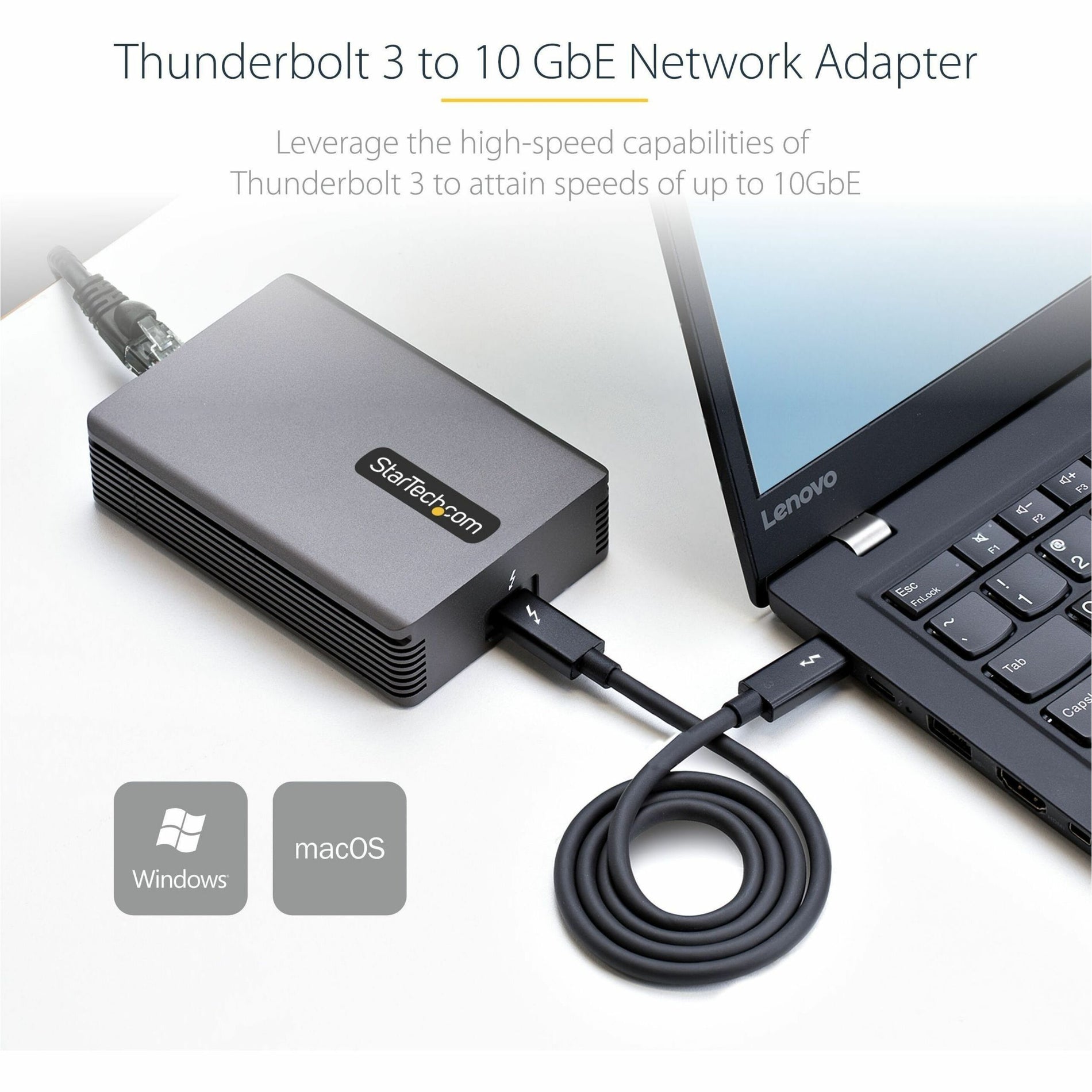 StarTech.com TB310G2 Thunderbolt 3 to Ethernet Adapter, 10GbE, Multi-Gigabit RJ45 Network Adapter