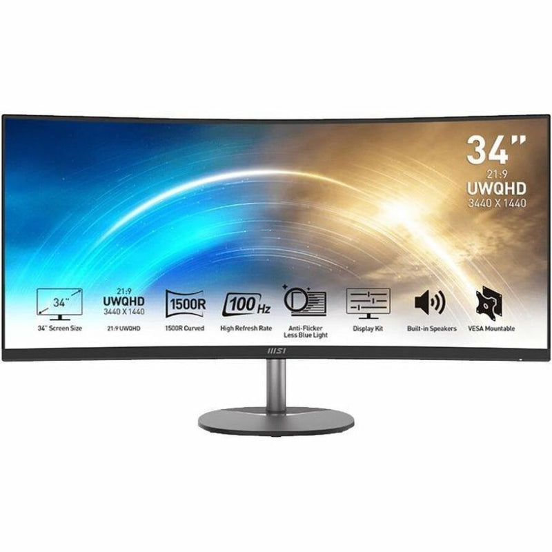 MSI monitor showing feature set icons and specifications