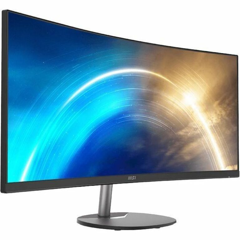 Angled view of MSI monitor showcasing slim bezels and modern design