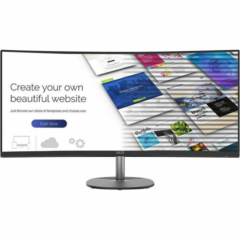 MSI monitor displaying web design workspace