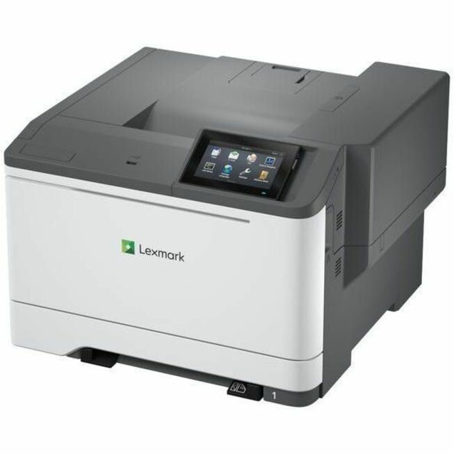 Side angle view of Lexmark CS632dwe printer highlighting sleek design and interface