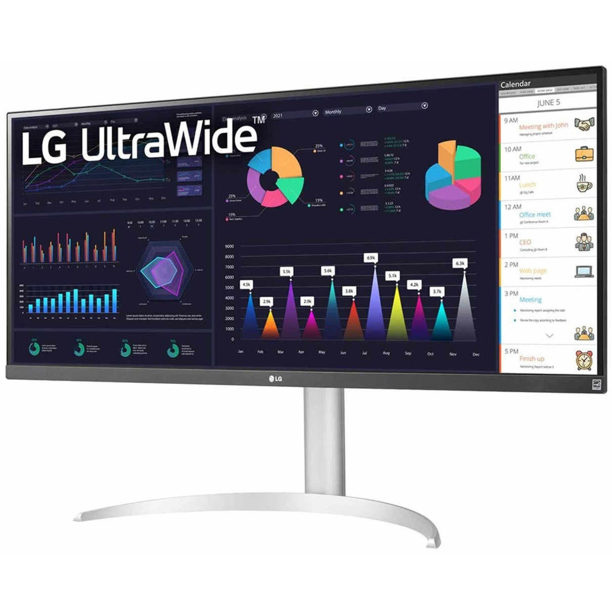 LG 34WQ650-W.AUS Ultrawide 34" LCD Monitor 100Hz IPS med HDR 400 Kompatibilitet AMD FreeSync USB Typ-C