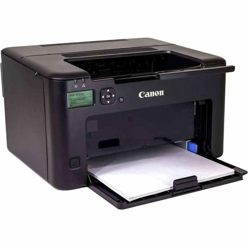 Side view of Canon LBP122dw printer with paper tray extended showing paper loading mechanism