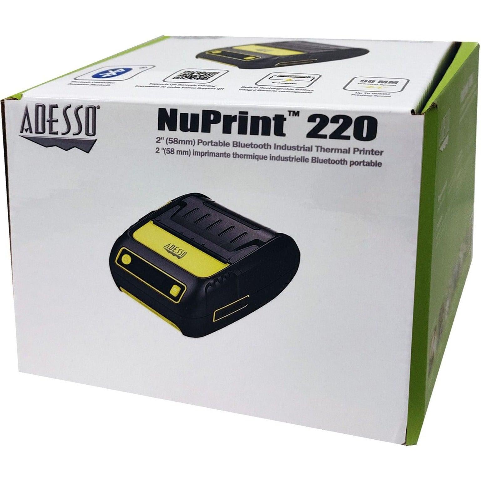 Adesso NUPRINT220B NuPrint 220B Direkt-Thermodrucker Mobil Tragbar Kompakt Bluetooth