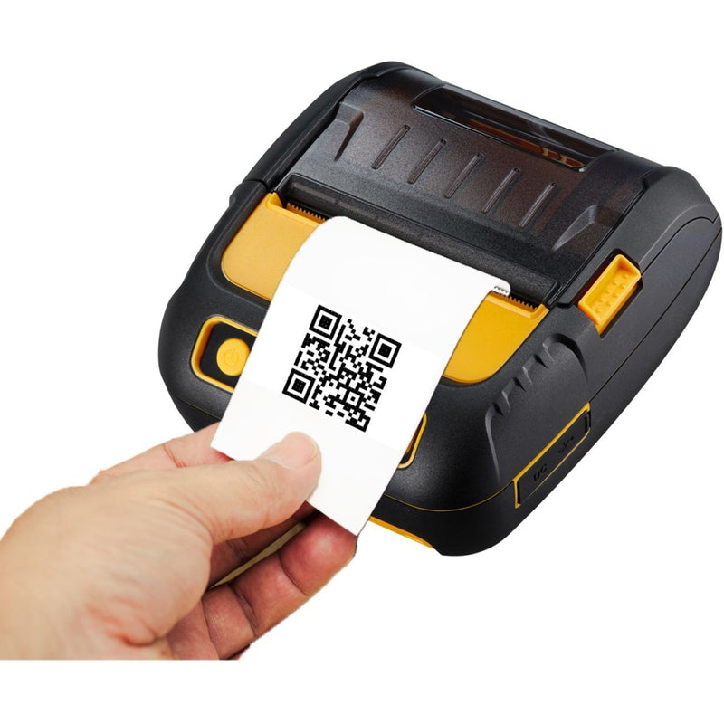 NuPrint 320B printing QR code sample with hand holding receipt